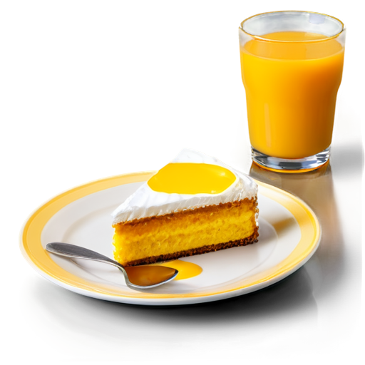 cake on a plate and coffee in a glass next to the plate in yellow-orange colors - icon | sticker