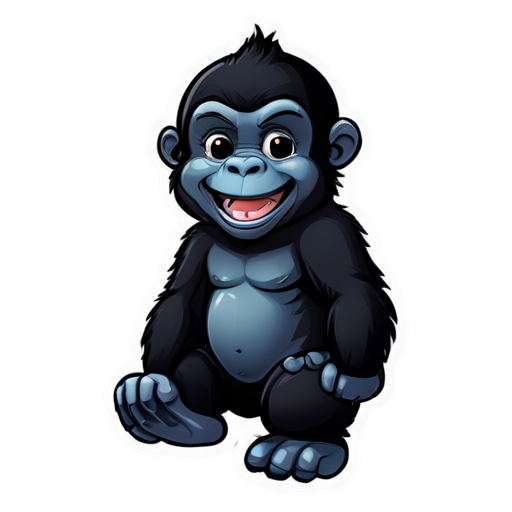 Sticker, Beautiful, kind gorilla, smiling - icon | sticker