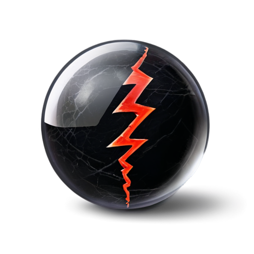 Transparent glass orb with a rough, angular black stone inside. The stone has faint red glowing cracks resembling ancient runes, floating in the center of the orb, emitting a mystical red aura. - icon | sticker