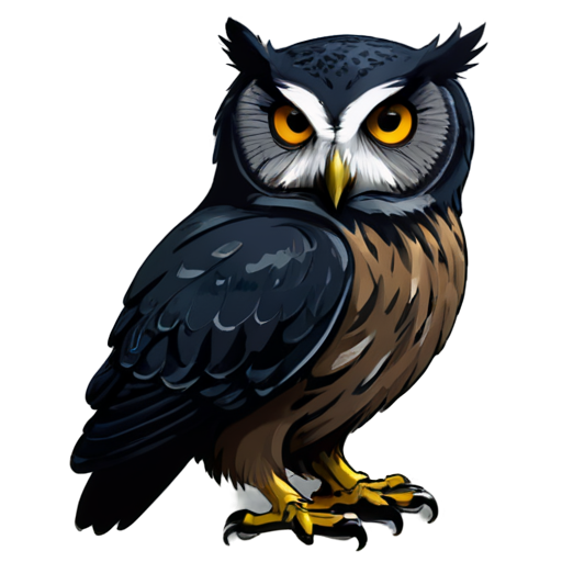 Draw an icon with an owl with a menacing look - icon | sticker