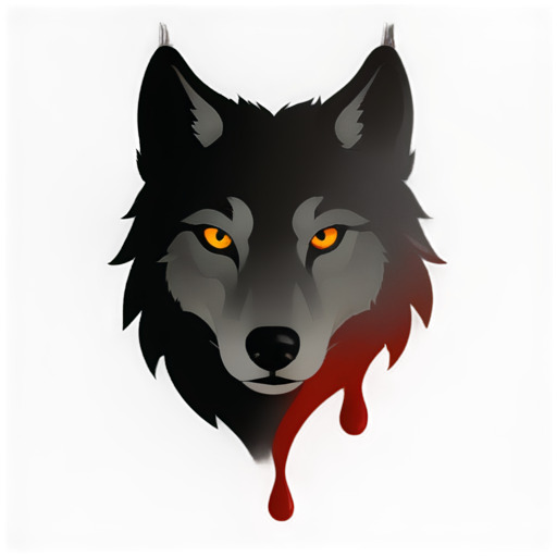 wolf face with blood drop on its maw transparent background simple colors 40k - icon | sticker