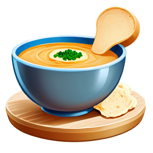 Yam meat based soup with slices of hummus bread. - icon | sticker