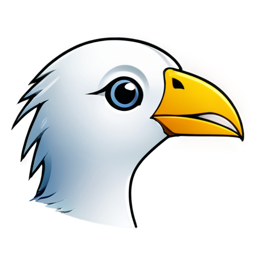 A simple line-drawn cartoon avatar of a cute bird's head with its beak open, in profile. - icon | sticker