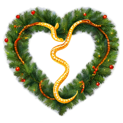 golden snake in the shape of a heart on the background of a New Year tree. надпись "2025" - icon | sticker