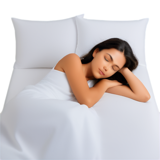 beautiful european woman sleeping in white bed - icon | sticker