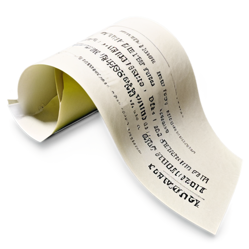 curled shopping receipt on a transparent background - icon | sticker