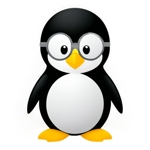 3D, not fat, cheeky male penguin psychologist, outwardly shows high intelligence, round glasses, minimalism style, the whole avatar is in shades of gray, but with a yellow belly - icon | sticker