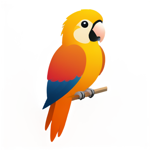 A parrot icon with pink and orange shades. - icon | sticker