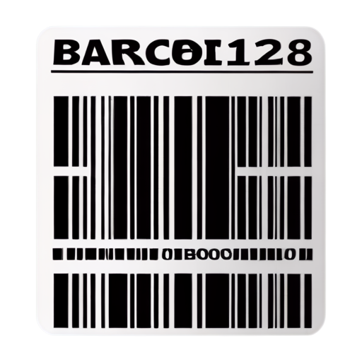 a label with a code128 barcode and text at an angle - icon | sticker