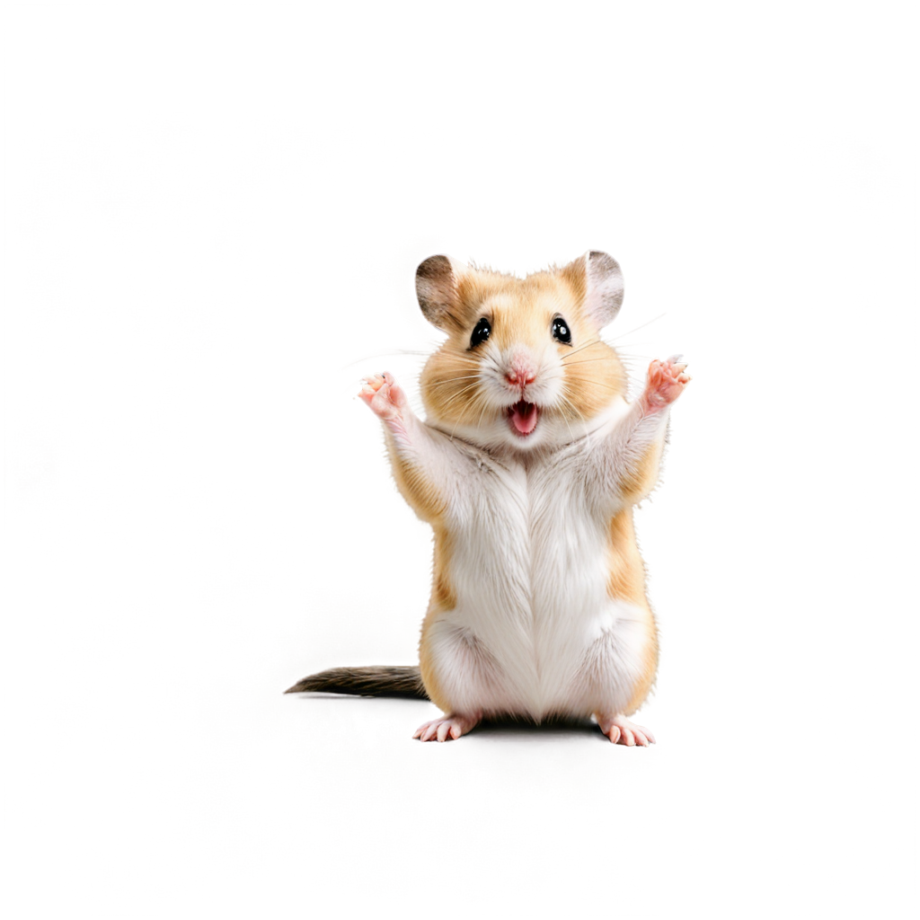 a small funny hamster raises his hands up - icon | sticker