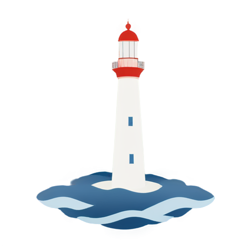 Abstract style artificial intelligence twist bandwith data sailboat lighthouse - icon | sticker