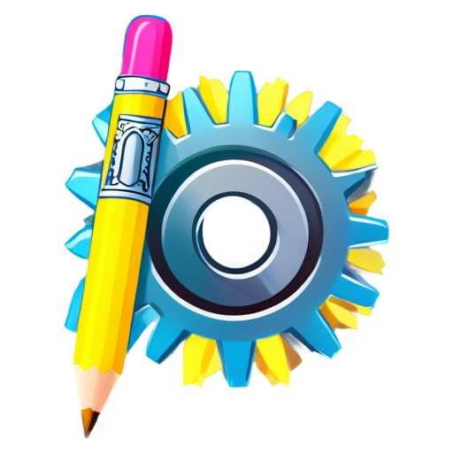 gear with pencil - icon | sticker