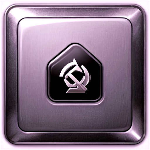 metal button, computer game, square, Soviet style - icon | sticker