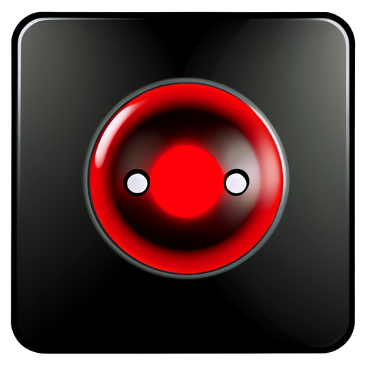 black and red button, computer game, square, vertical - icon | sticker