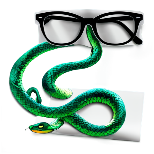 a snake in the form of a long piece of paper with glasses - icon | sticker