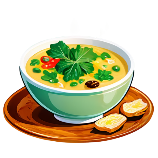 A light soup based on hameka root with the addition of crispy greens and spices. - icon | sticker