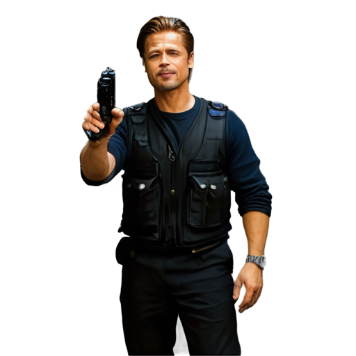 Brad Pitt with two MP-40 - icon | sticker