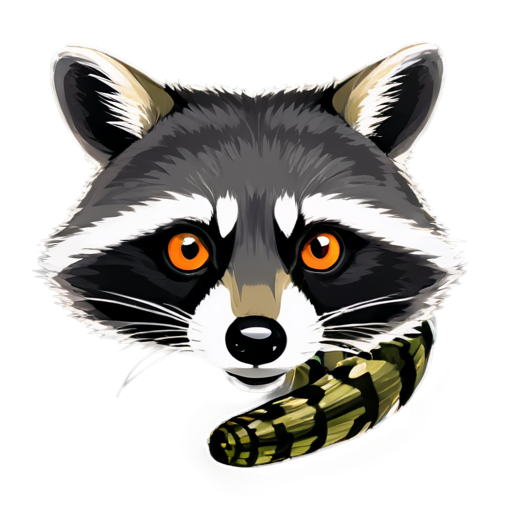 Raccoon with snake eyes, games, play, rgb - icon | sticker