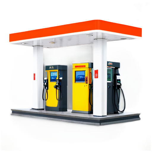 fuel station with self-service terminal - icon | sticker