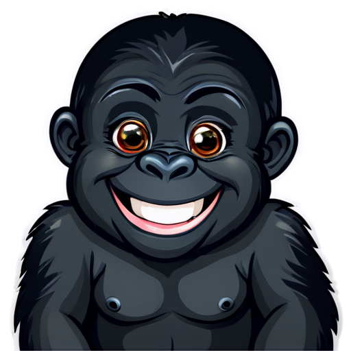 Sticker, Beautiful, kind gorilla, smiling - icon | sticker