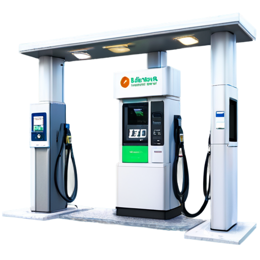 fuel station with self-service terminal with label IBTS - icon | sticker