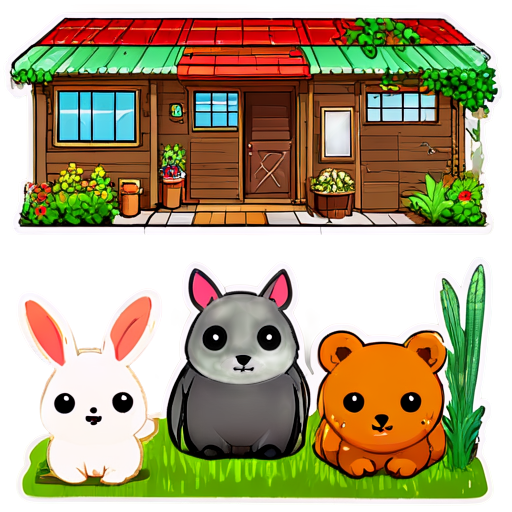 The way animals are gathered inside the house - icon | sticker