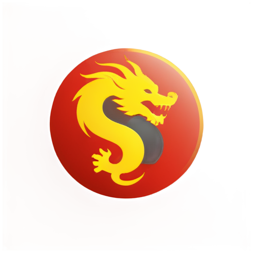 red round logo with china yellow dragon inside - icon | sticker