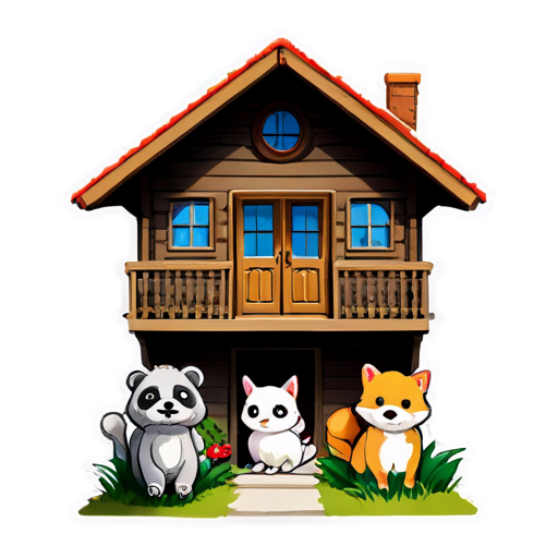 The way animals are gathered inside the house - icon | sticker