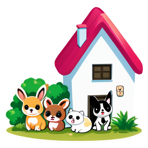 The way animals are gathered inside the house - icon | sticker