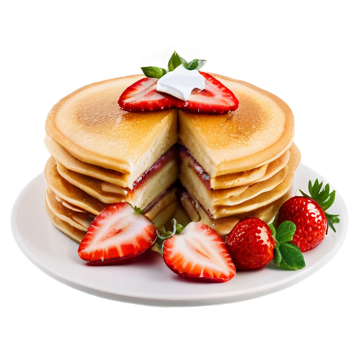 Magic Pancakes with the strawberries cut in half - icon | sticker