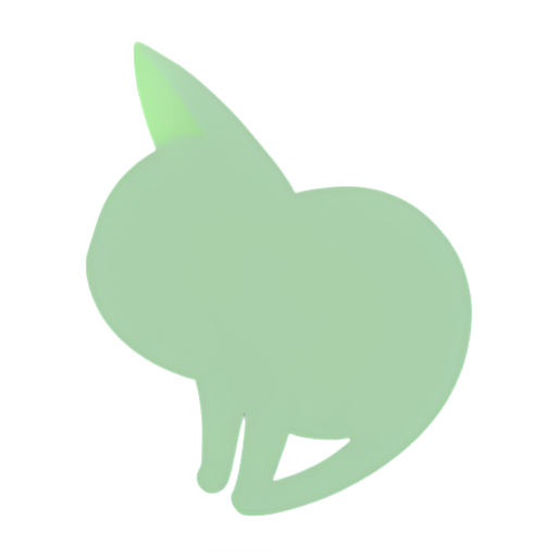 CLEVER cat minimalism in soft green and ping beige colors - icon | sticker