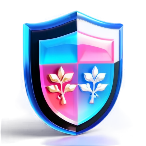 Make an icon of the coat of arms of the city of Dubna in pink and blue colors - icon | sticker