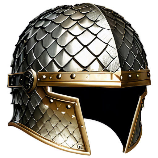 Medieval fantasy helmet made of beige lizard scales, matte - icon | sticker