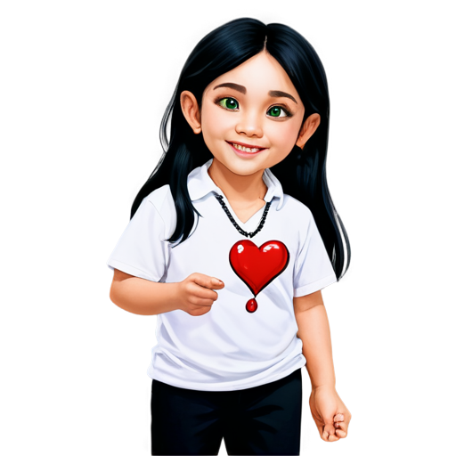 Art realism, Young male elf, long black hair, green eyes, ruby ​​drop earrings in his ears, in a white, loose shirt and black pants, chains on his neck, he smiles and holds out his hand, girl - icon | sticker