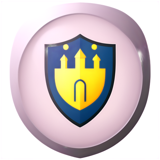 Imagine a logo with a shield and a stylized castle in the center. Around the castle, you can add abstract lines or patterns that symbolize a network or data - icon | sticker