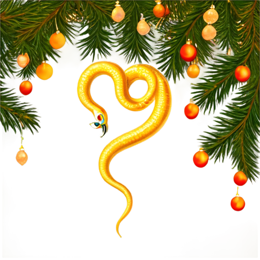 golden snake in the shape of a heart on the background of a New Year tree. надпись "2025" - icon | sticker