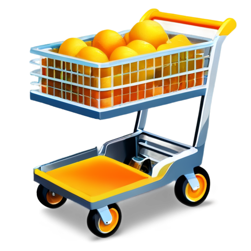 cart with items in orange-yellow colors - icon | sticker