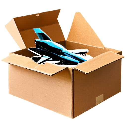 place aircraft parts into cardboard box for shipping - icon | sticker