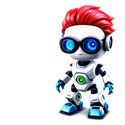 AI robot with tech-inspired glasses, cute, cartoon,cool，Cyberpunk，robotic - icon | sticker