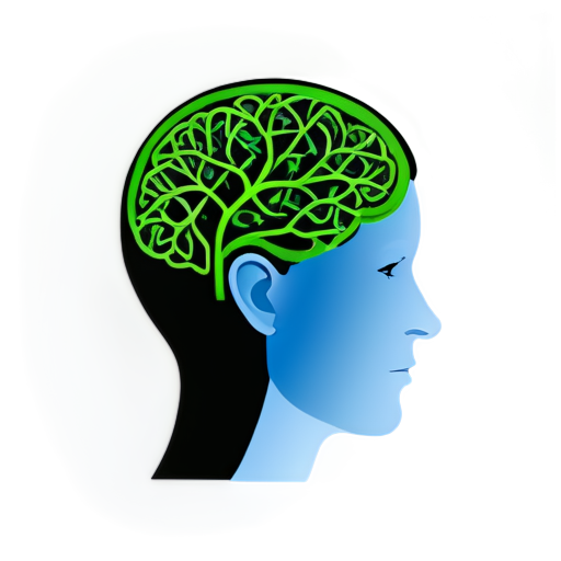 Create an avatar for a psychology blog aimed at a mixed audience (both men and women). The image should convey trust, professionalism, and warmth. Include a symbol of psychology, like a silhouette of a head with a neural network or a stylized brain, surrounded by calm, neutral colors (such as soft blues, greens, and grays). The background should be light, clean, and minimalist, so as not to distract from the main image. - icon | sticker