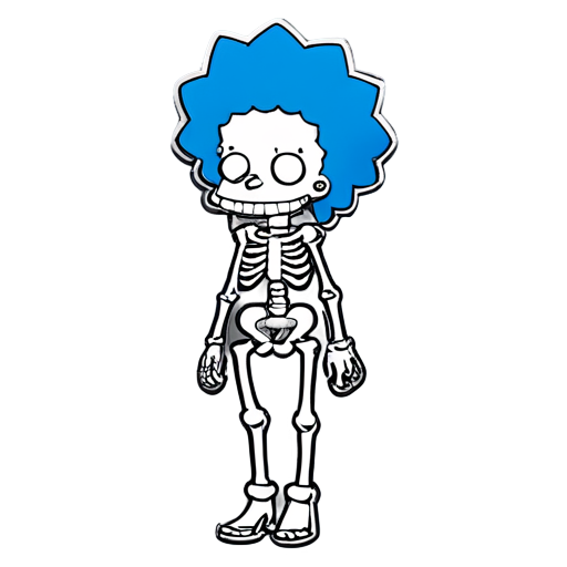 Marge Simpson, skeleton black and white, X-ray style - icon | sticker