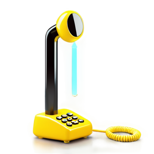 yellow telephone receiver in simple 3d style - icon | sticker