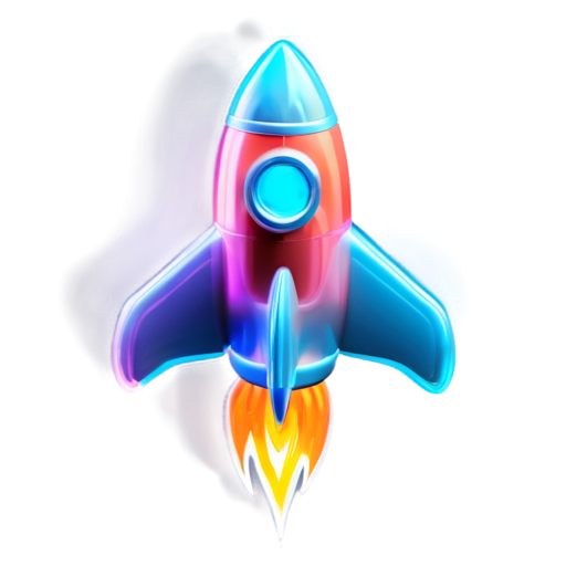 Draw a neon rocket 80s - icon | sticker