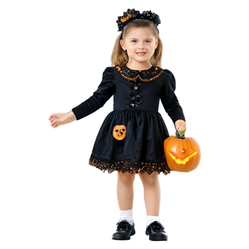 Pumpkin jack little girl Halloween costume - icon | sticker