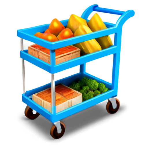 cart with products in blue and light blue colors - icon | sticker