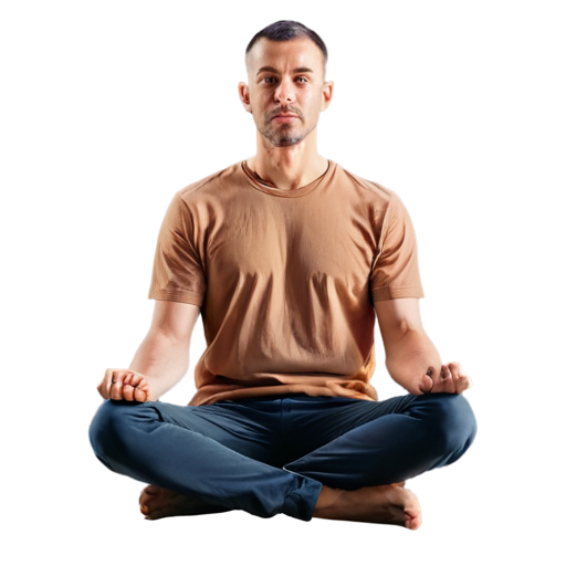 man sitting in lotus position at computer - icon | sticker