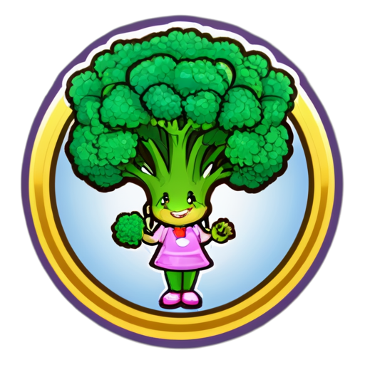 Logo for nutritionist, purple background, broccoli - icon | sticker