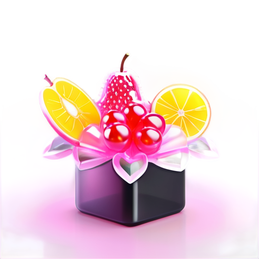 bouquet of cut fruits in pink - icon | sticker