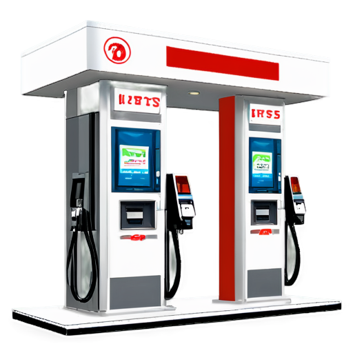 fuel station with self-service terminal with "IBTS" sign - icon | sticker