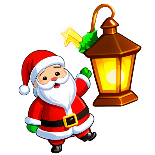 christmas musical lanterns with santa - icon | sticker